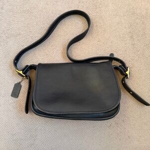 Vintage 1990s Coach Black Leather Beekman Messenger Crossbody Bag 9951